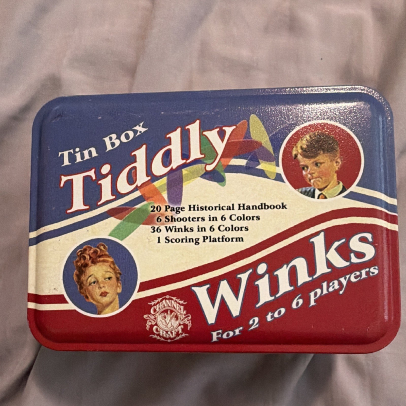 Vintage Tiddly Winks Tin Box Game Set for 2-6 Players