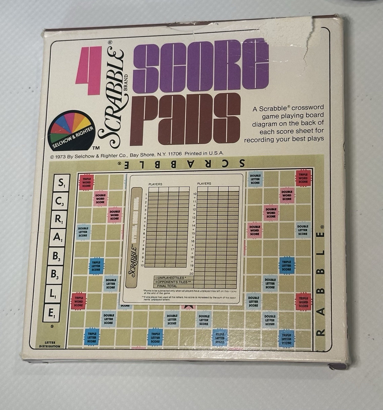 BNIB-Vintage 1973 Box of 4 SCRABBLE Score Pads