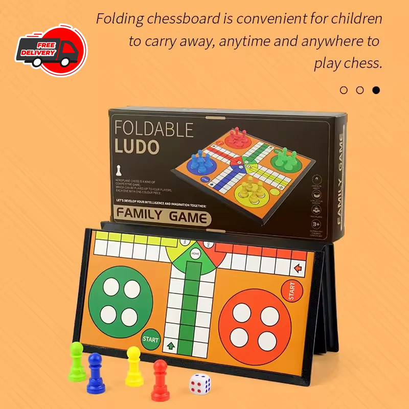 Ludo Game Set Strategy Game Parent Interaction with Foldable Board Travel Family