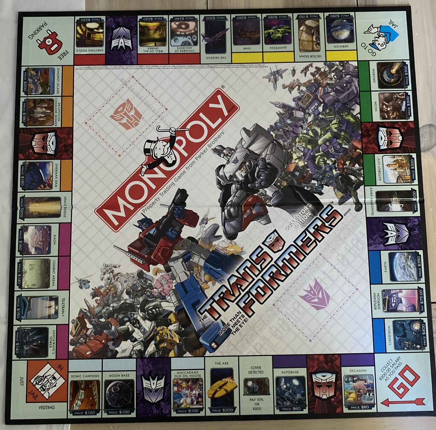 Parker Brothers Monopoly The Transformers Collector’s Edition 2007 Game Board