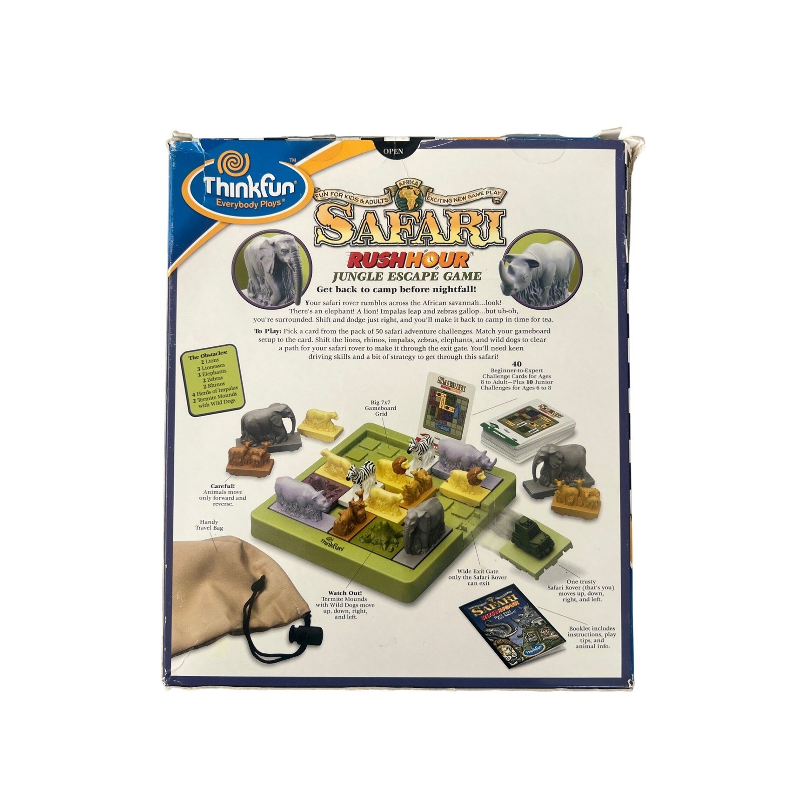ThinkFun Safari Rush Hour Jungle Escape Game Logic Puzzle 50 Challenges Complete