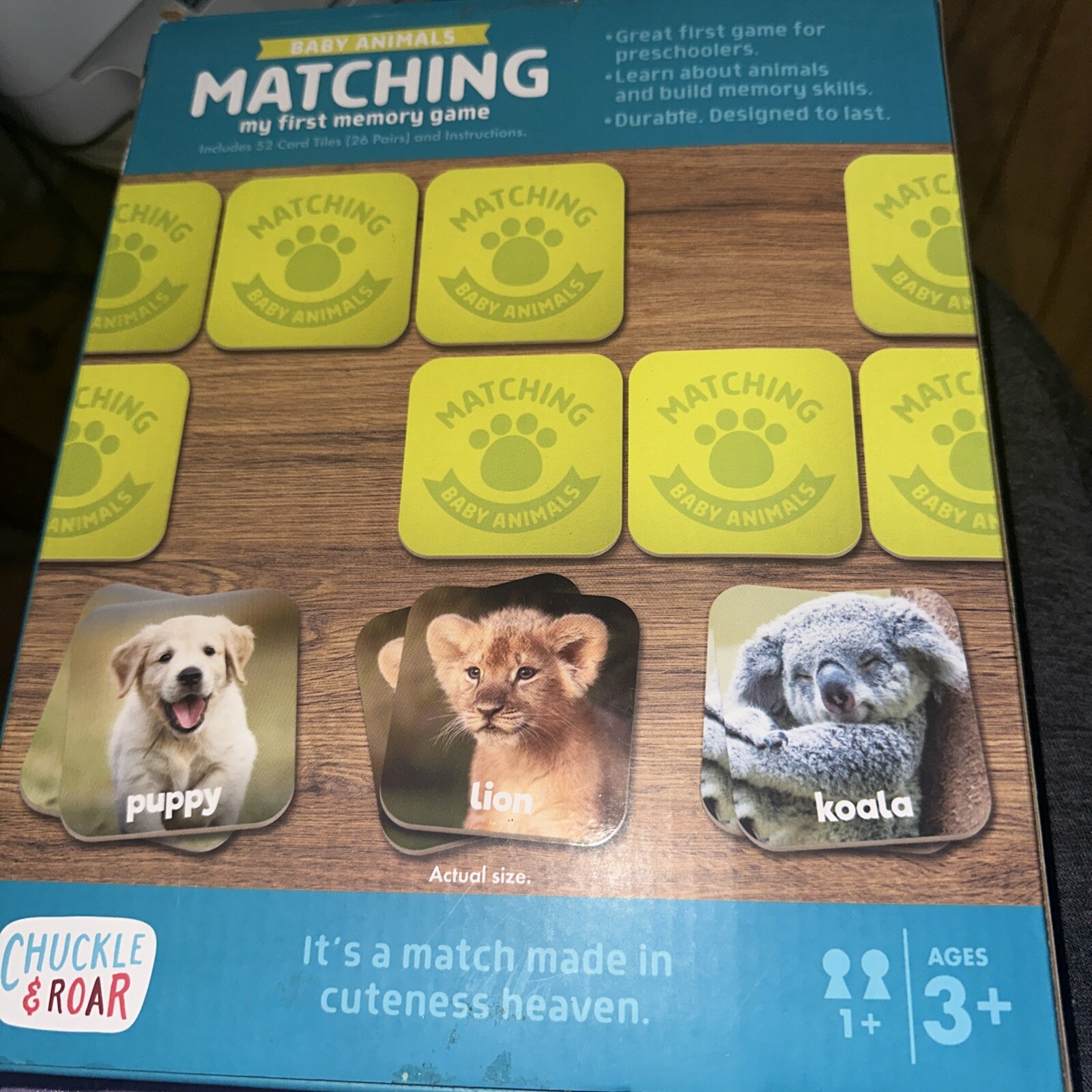 Matching Game Baby Animals – Board Game for Kids 3 and up – Concentration