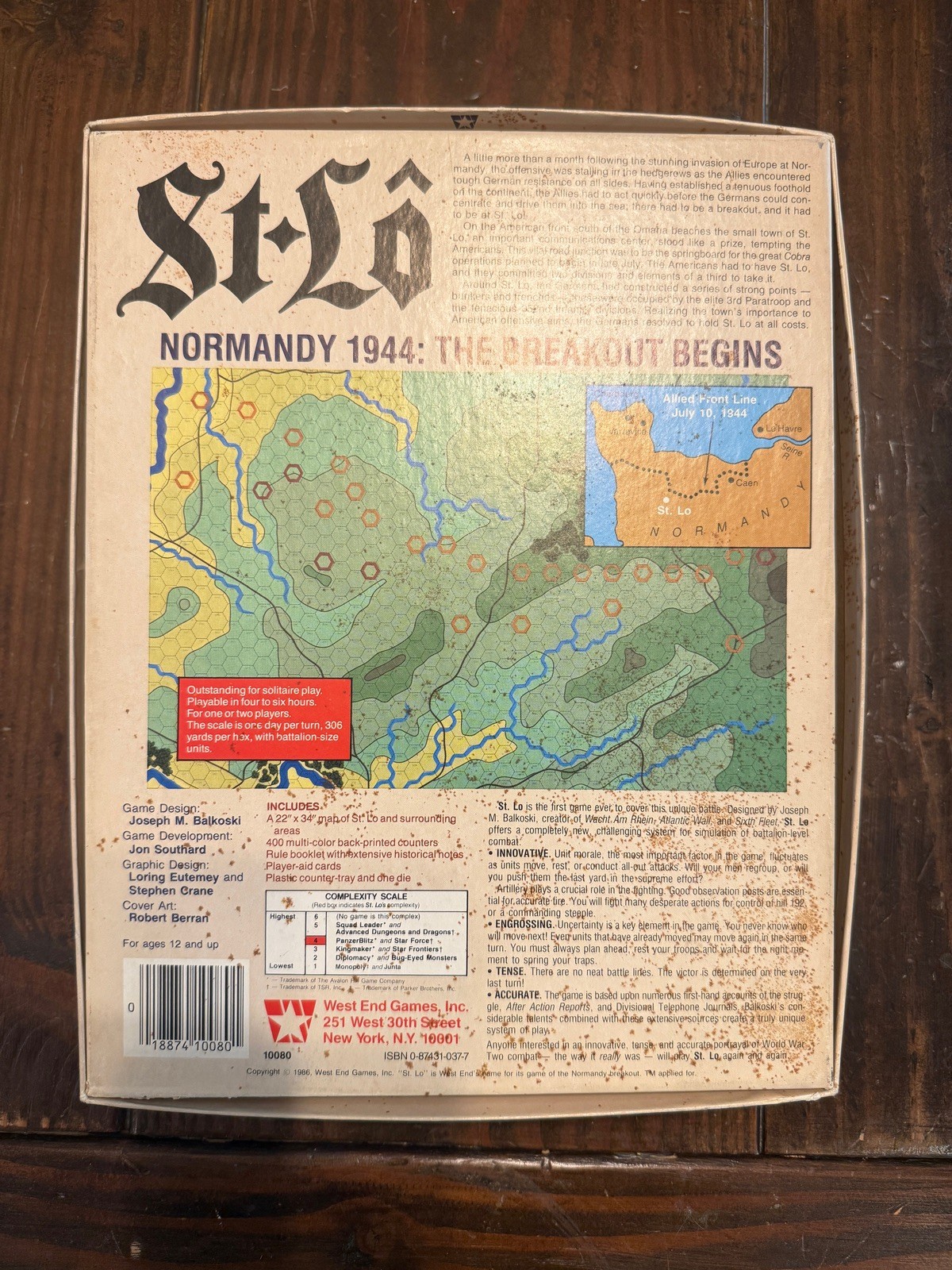West End Games St. Lo Normandy 1944 Board Game 1986 Unpunched