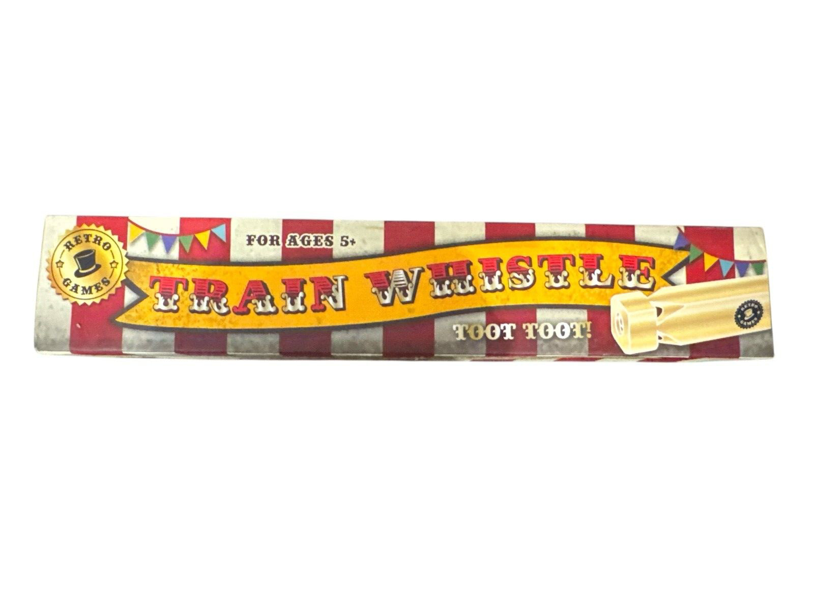 Retro Games Old Fashioned Wooden Train Whistle 9″ Toot Toot Imaginative Play Toy