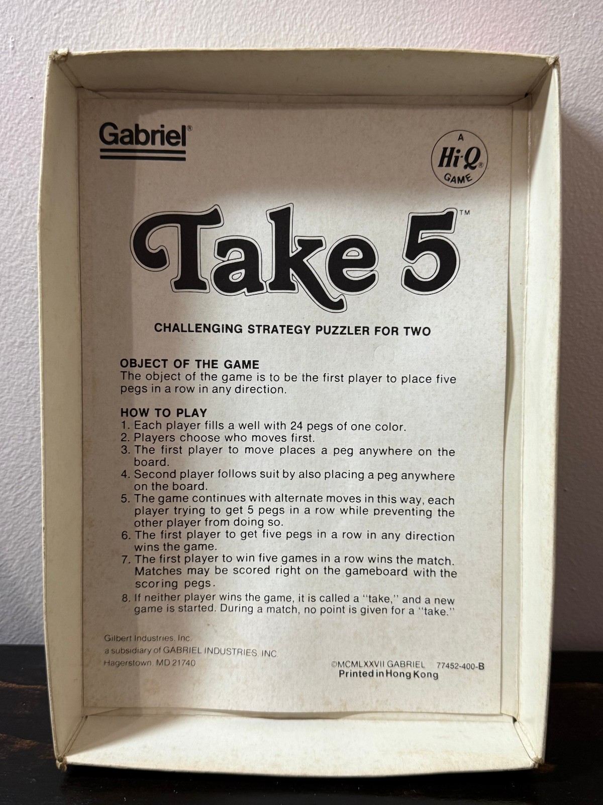 Vintage Take 5 By Gabriel Strategy Board Game 1977