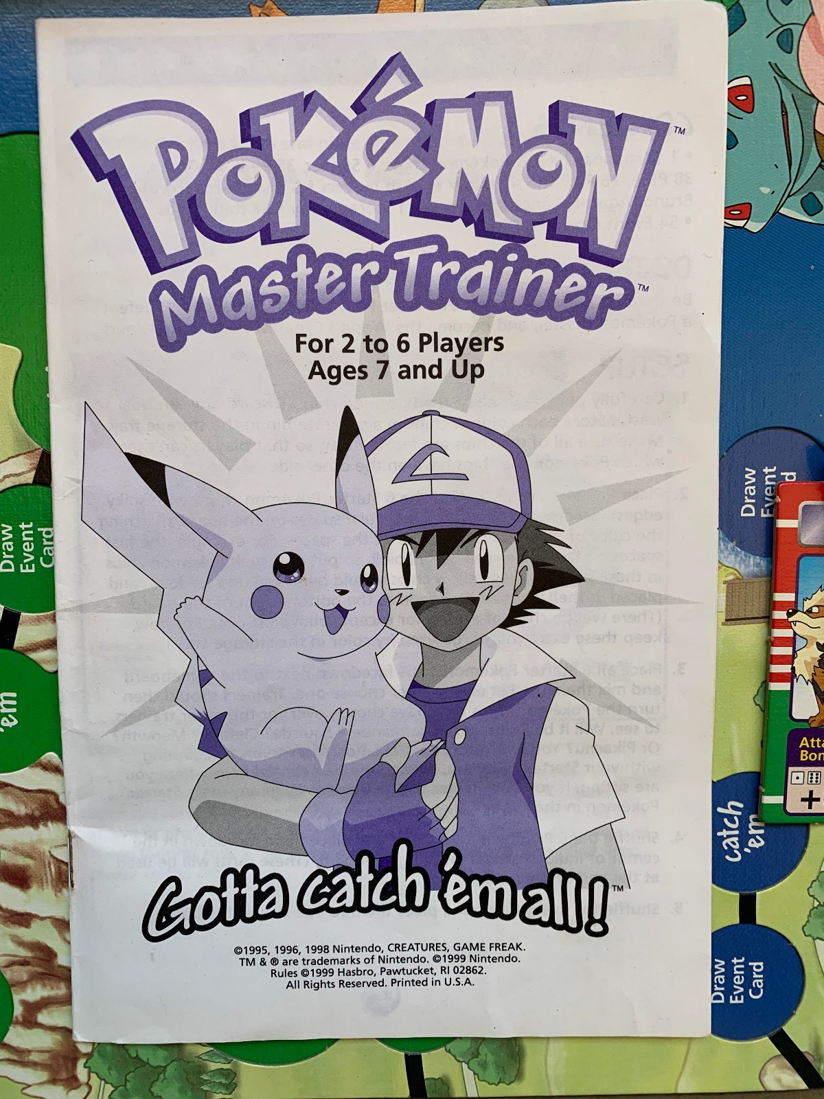1999 POKEMON MASTER TRAINER board game. Only Missing 1 pink chip. (Tentacool)