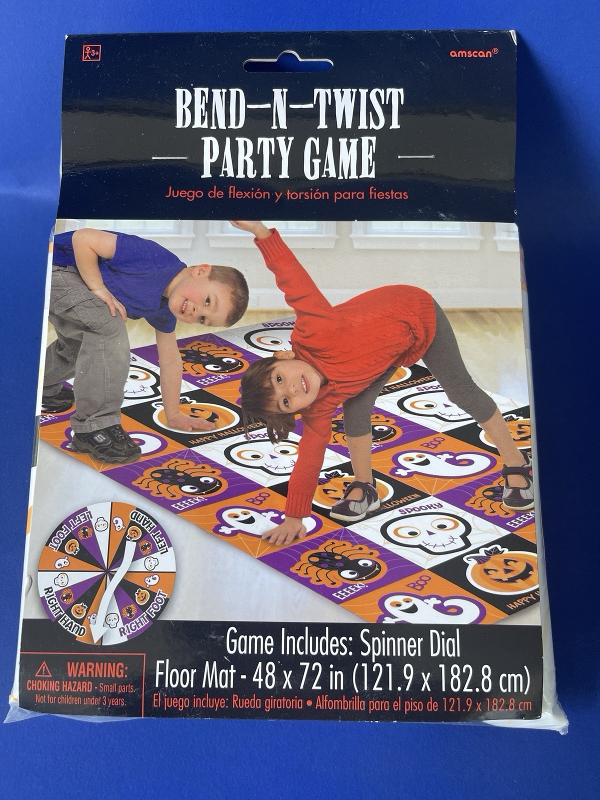 Halloween Bend and Twist Party Game, 48×72 inch Floor Mat + Spinner Dial