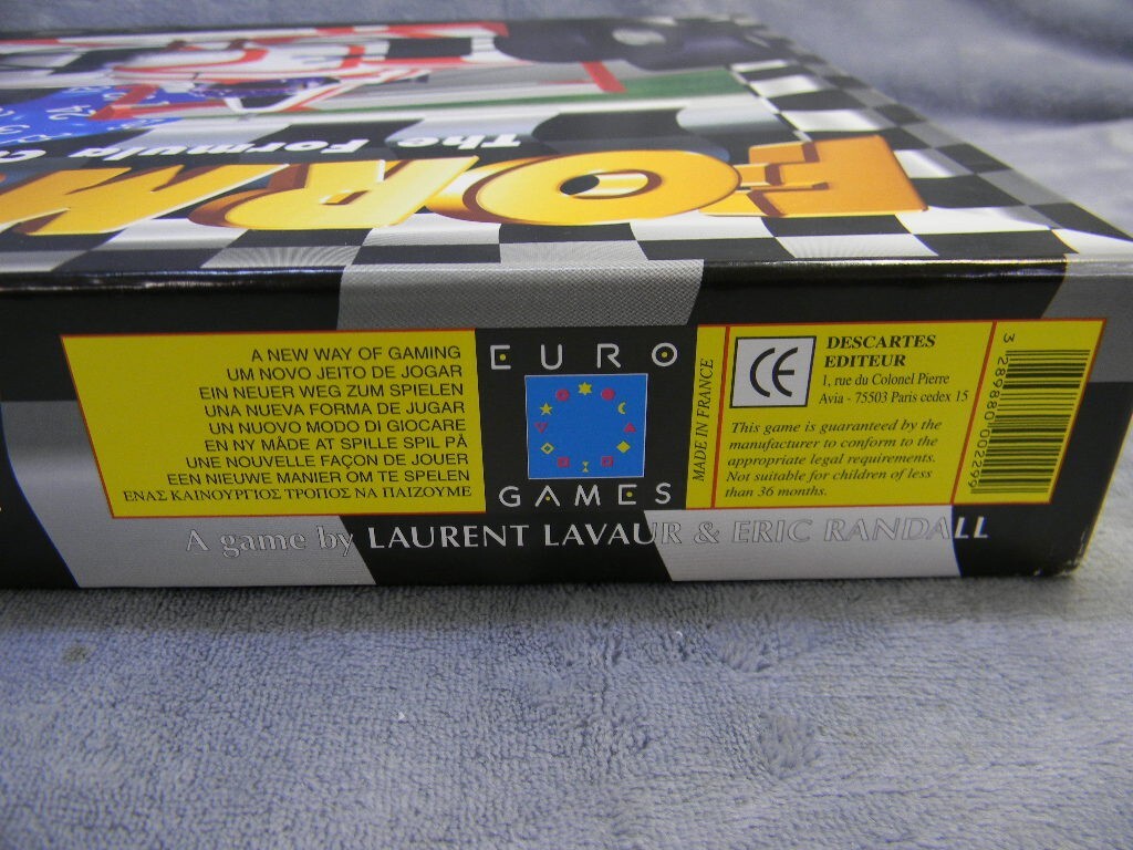 FORMULA DE’ FORMULA ONE CAR RACING BOARD GAMES BY EURO GAMES-NEW