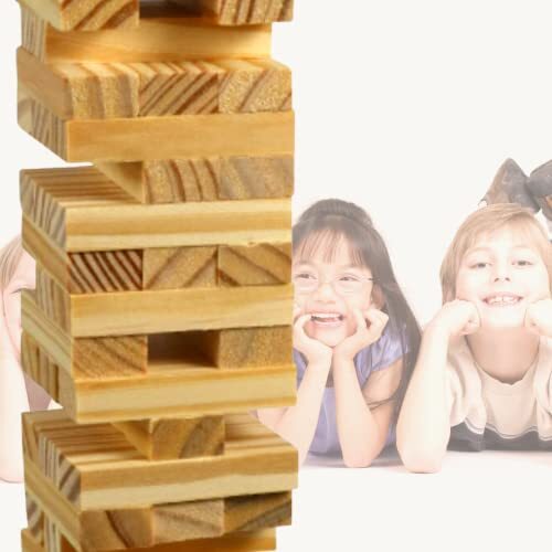 KS Tumbling Tower Game 72 Piece Challenging Building Blocks Wood Stacking