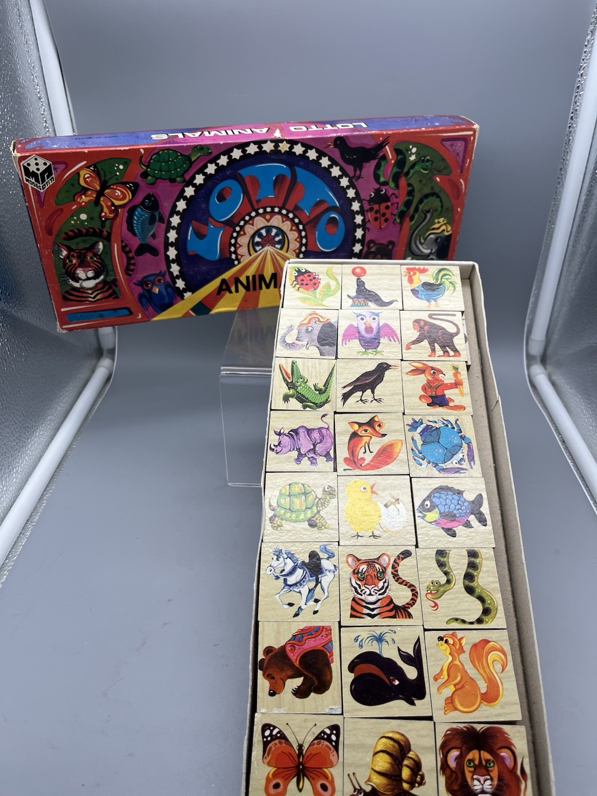 VTG Lotto Animals Game! Wooden Pieces Ages 4 To 10 , 2-4 Players Made In Israel