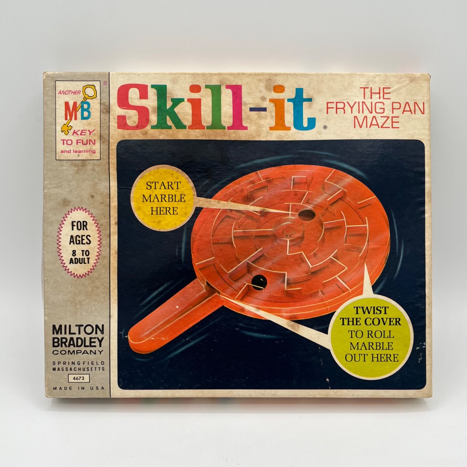 Vintage SKILL-IT The Frying Pan Maze MILTON BRADLEY 1966 #4673 USA Marble Game