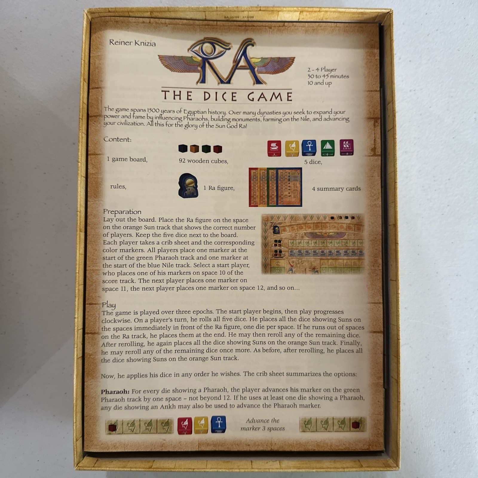 Ra: The Dice Game – Complete Board Game – Rio Grande Games 2009 – Reiner Knizia