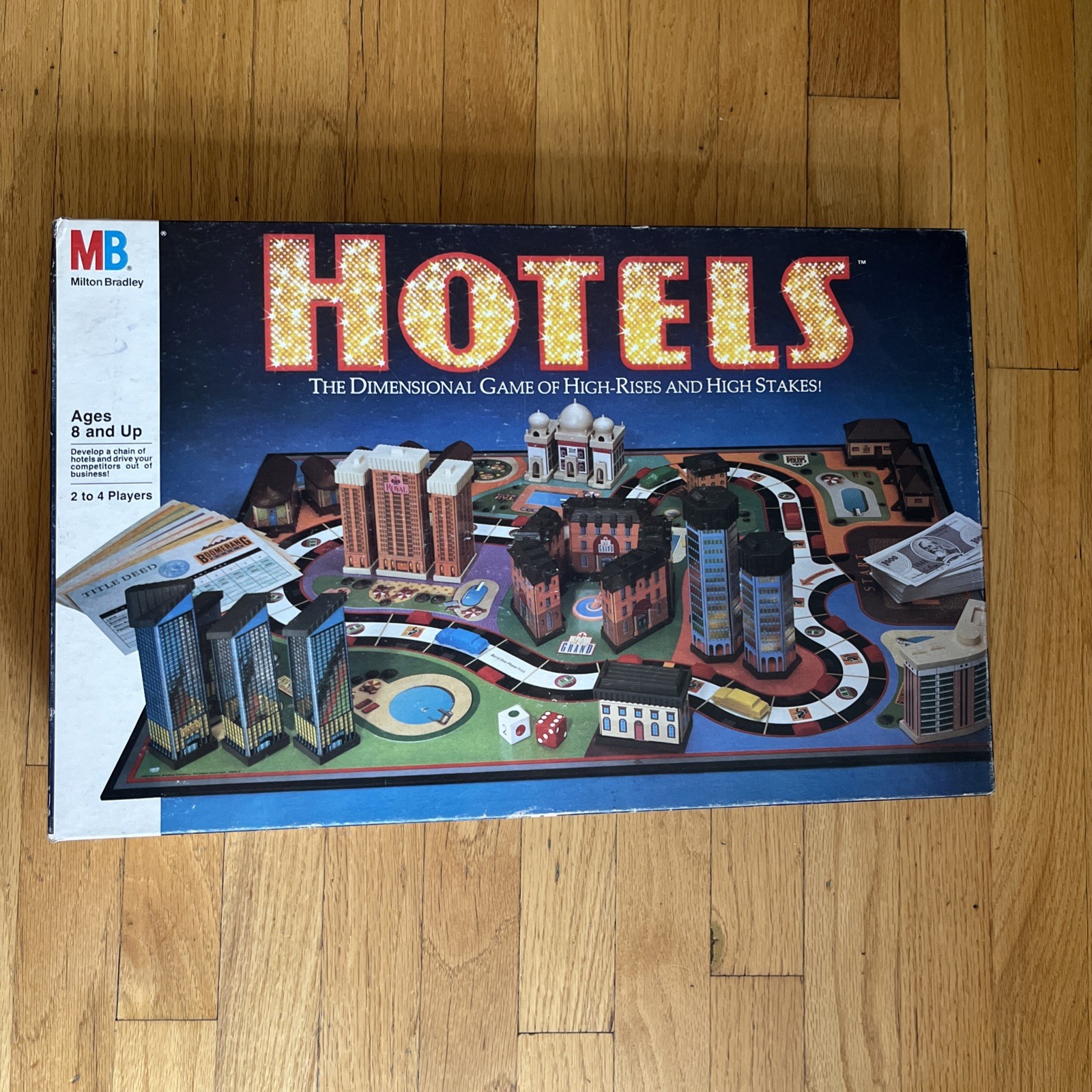 Vintage 1987 Hotels Board Game Milton Bradley MB Real Estate – 100% Complete