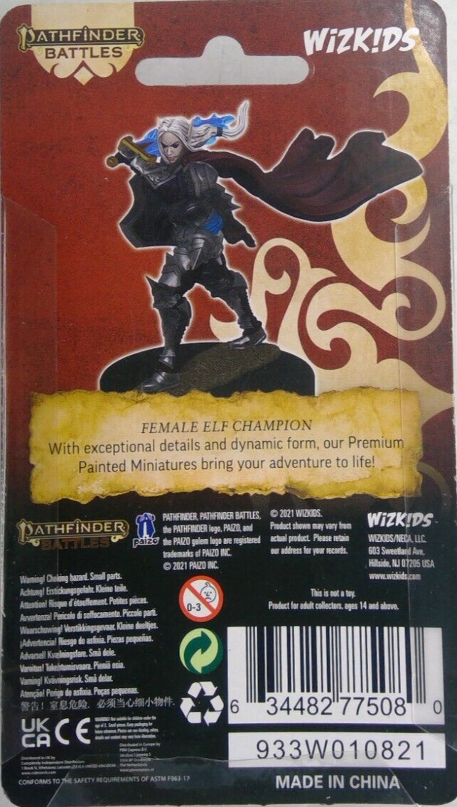 PATHFINDER BATTLES FEMALE ELF CHAMPION PREMIUM MINIATURES EXP BRAND NEW