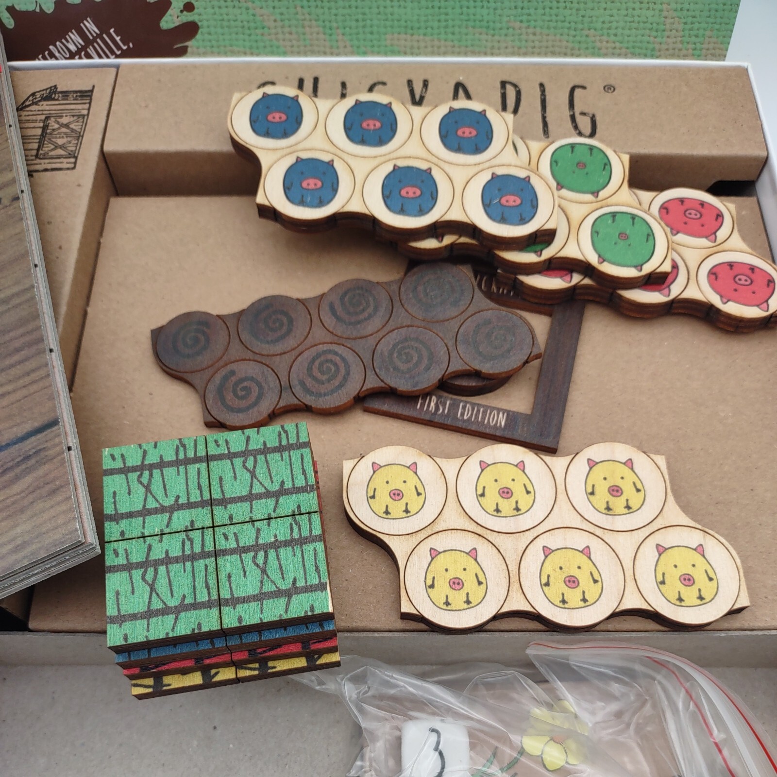 Chickapig First Edition A Farm to Table Board Game Unpunched Wood Pieces NIOB