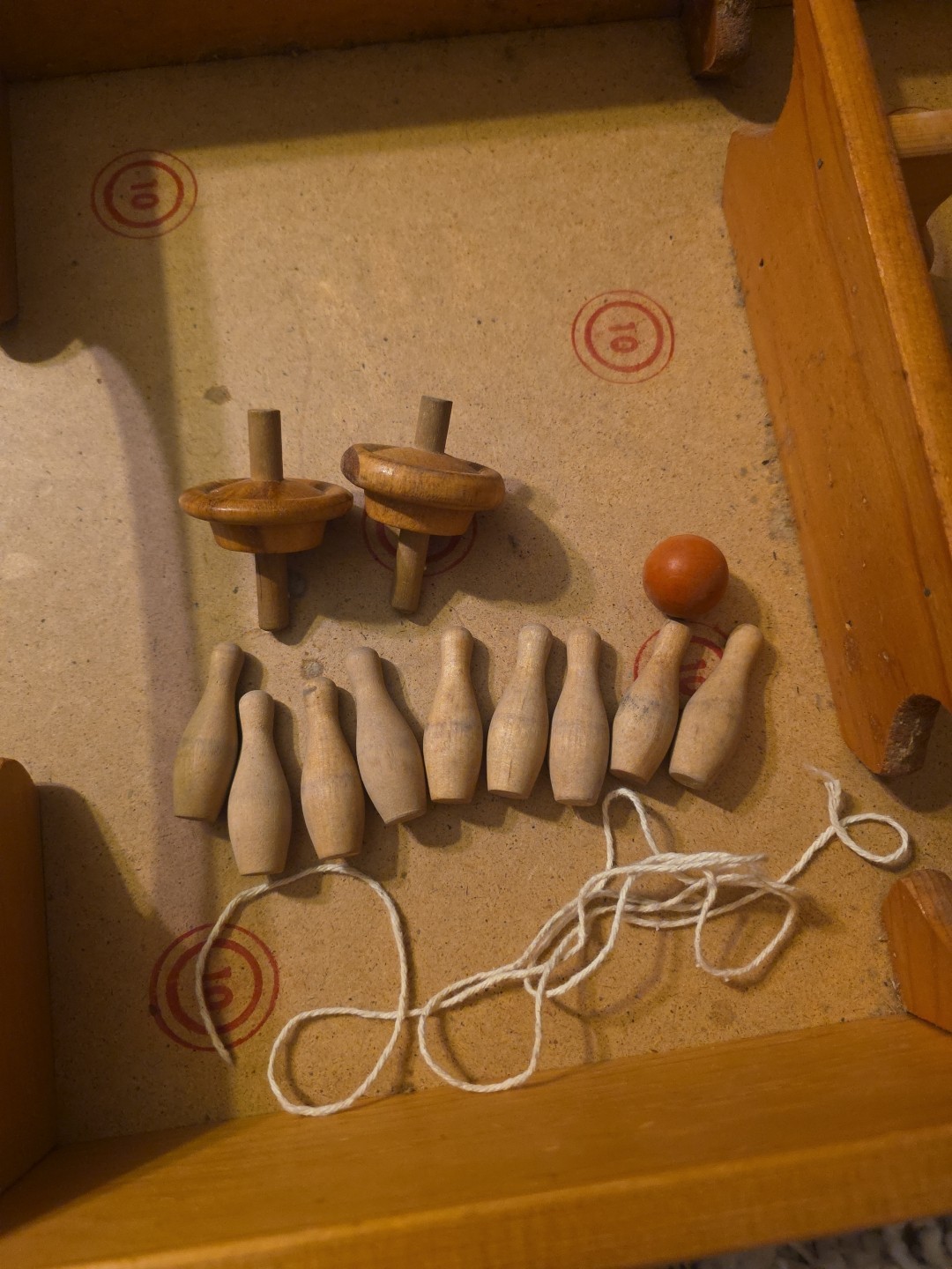 Merdel Skittles 401 Bowling Game 10 Pins, 2 Spinners, Original Box- Not Complete