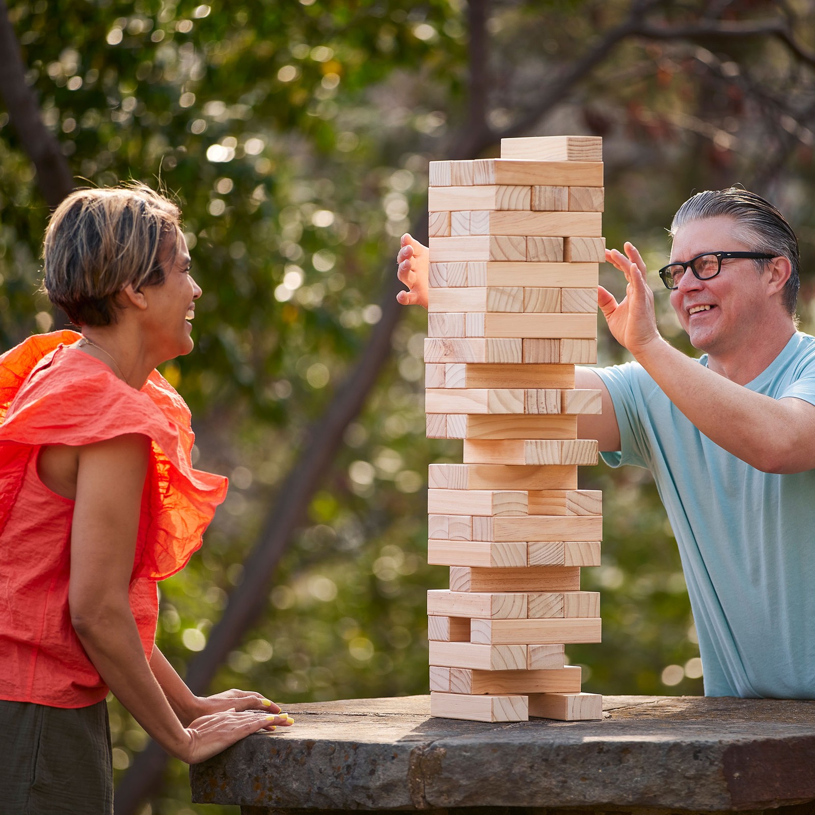 Yard Games Giant Tumbling Timbers 30″ Wood Block Stacking Game w/ Case, Natural