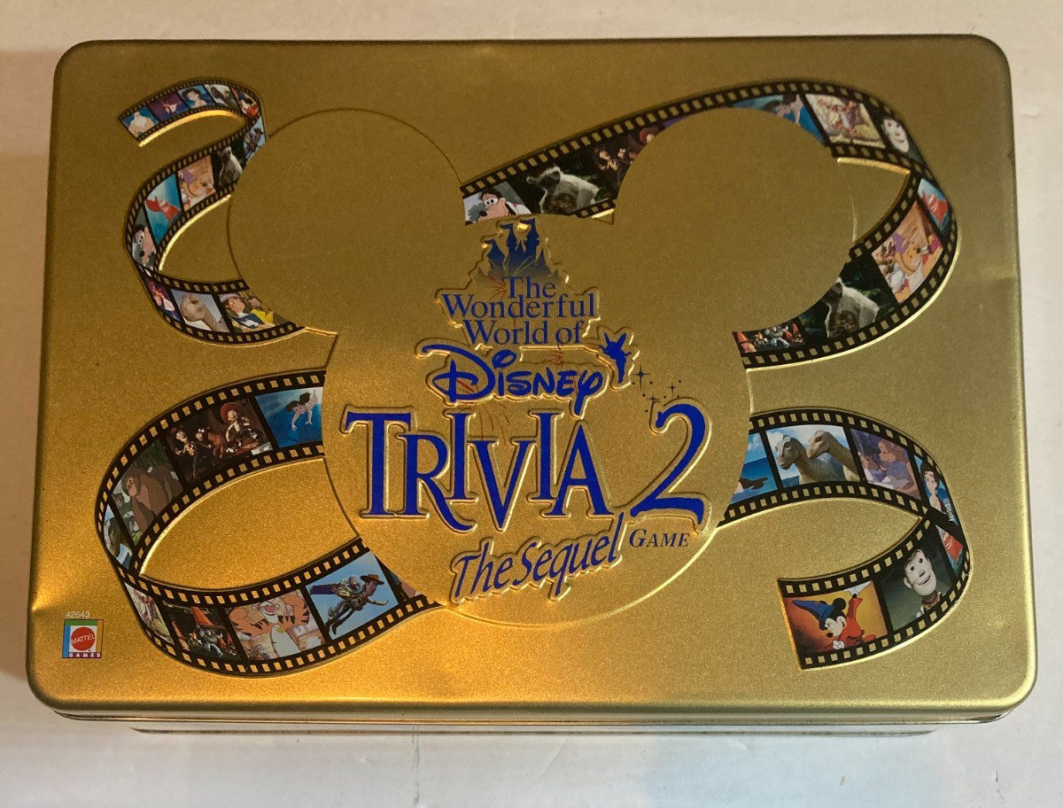 DISNEY TRIVIA 2 Mattel THE SEQUEL complete GOLD TIN vintage BOARD GAME
