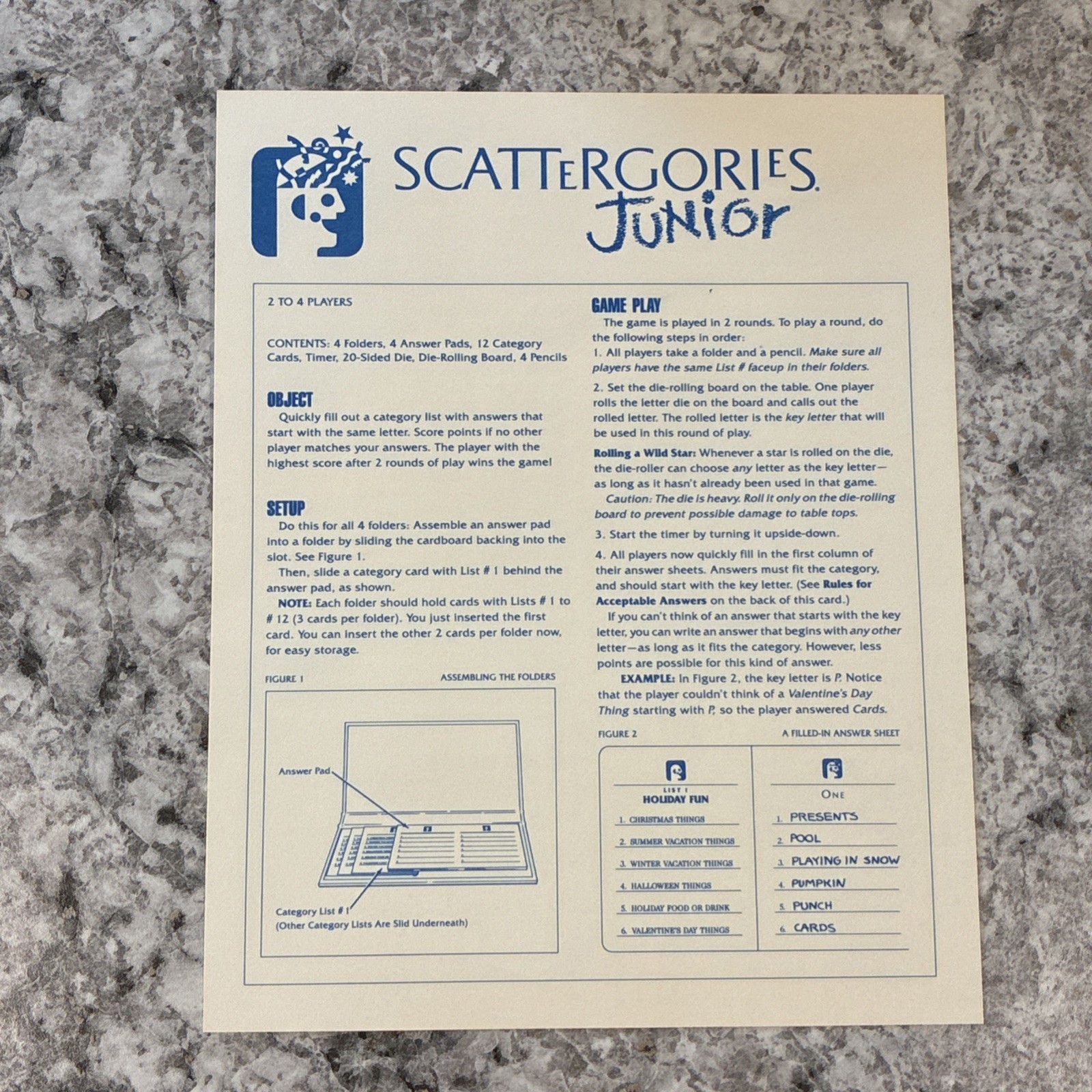 Scattergories Junior Milton Bradley 1989 Words Party Kids Family 100% Complete