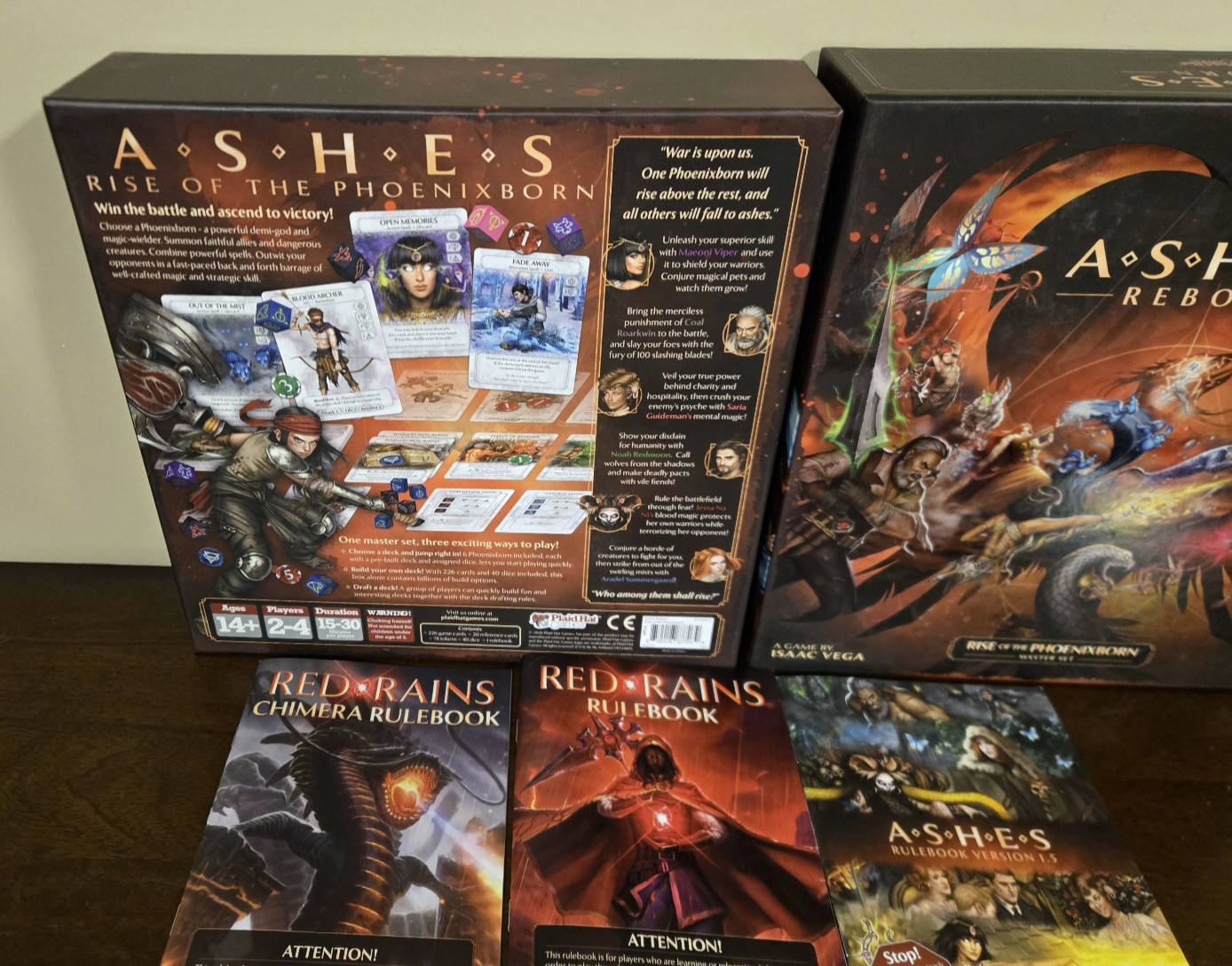 Ashes Reborn Rise of the Phoenixborn Master Set, Red Rains & multiple expansions