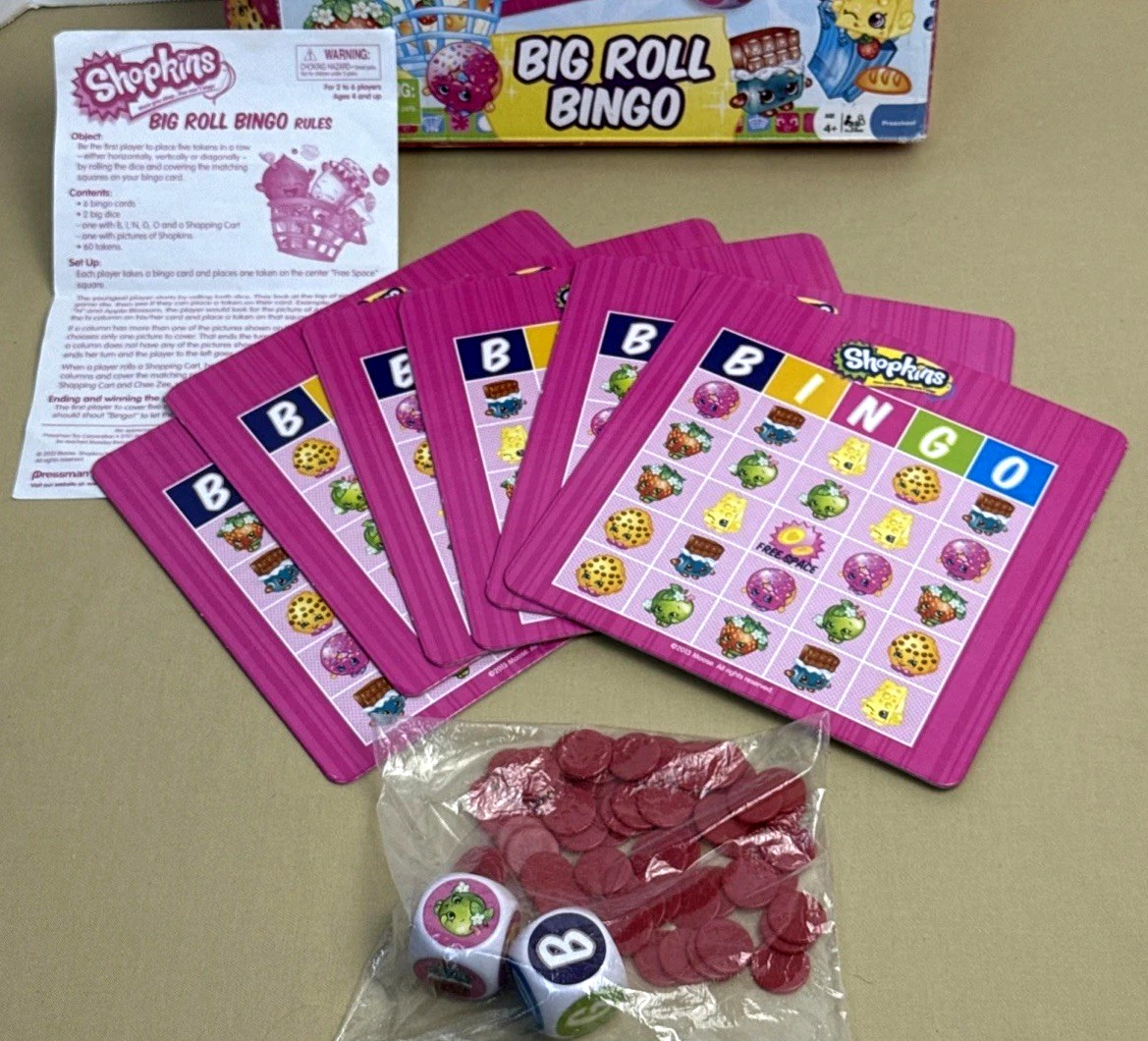 Shopkins Big Roll Bingo 2 to 6 Players Age 4+ Pressman Complete!