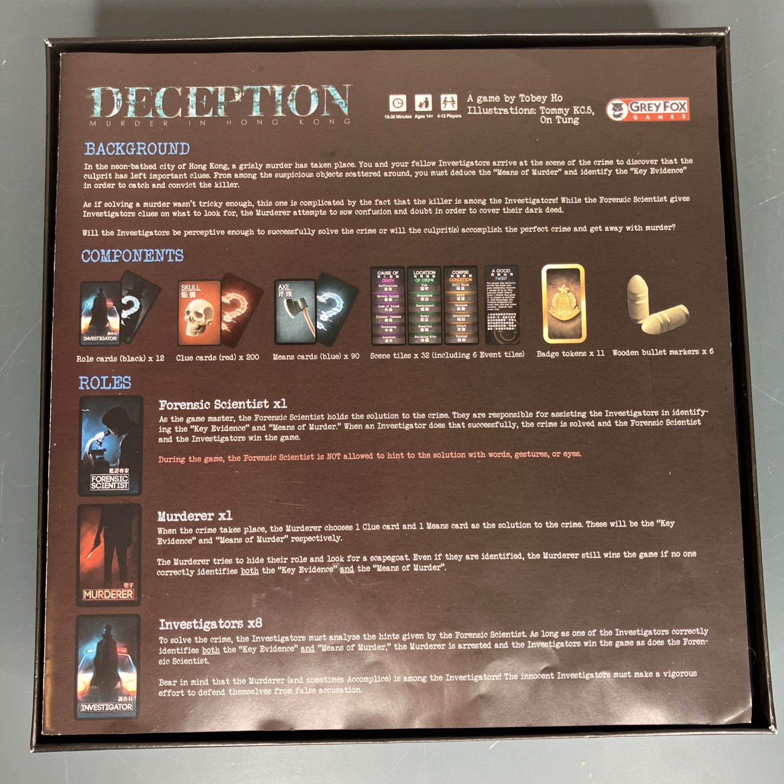 Deception Murder in Hong Kong Board Game 100% Complete