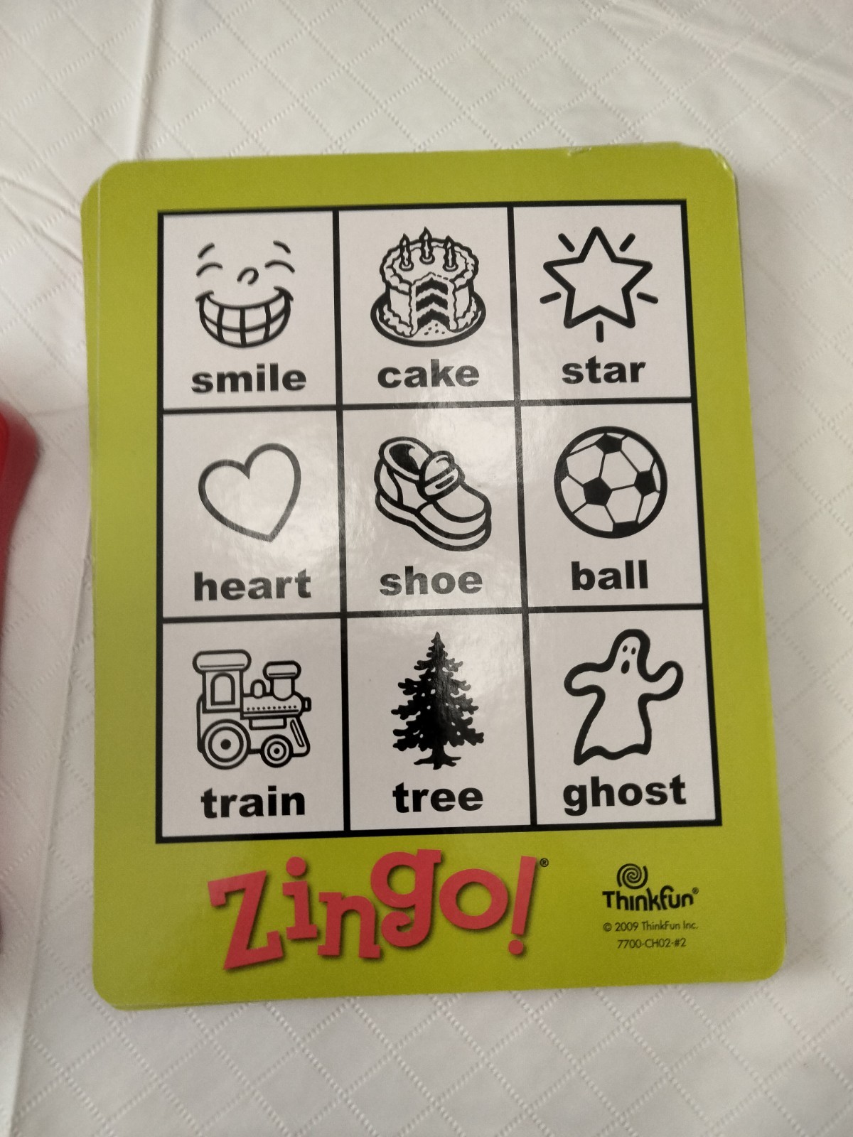 Zingo! Bingo with a Zing Thinkfun ages 4+ 2-6 plyrs ’09 complete box has damage