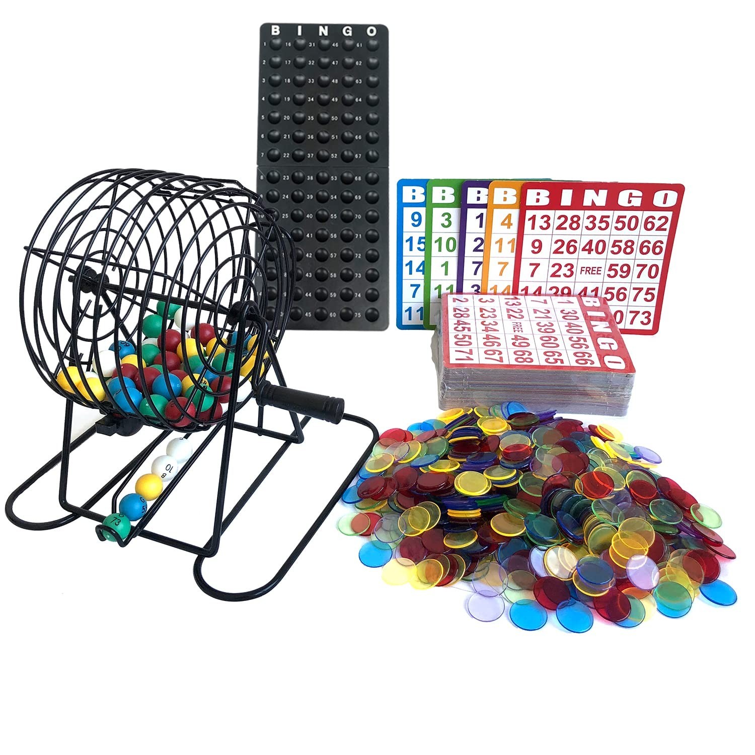 Deluxe Bingo Game Set – Metal Cage, 500 Chips, 100 Cards, 75 Balls, Party Fun!