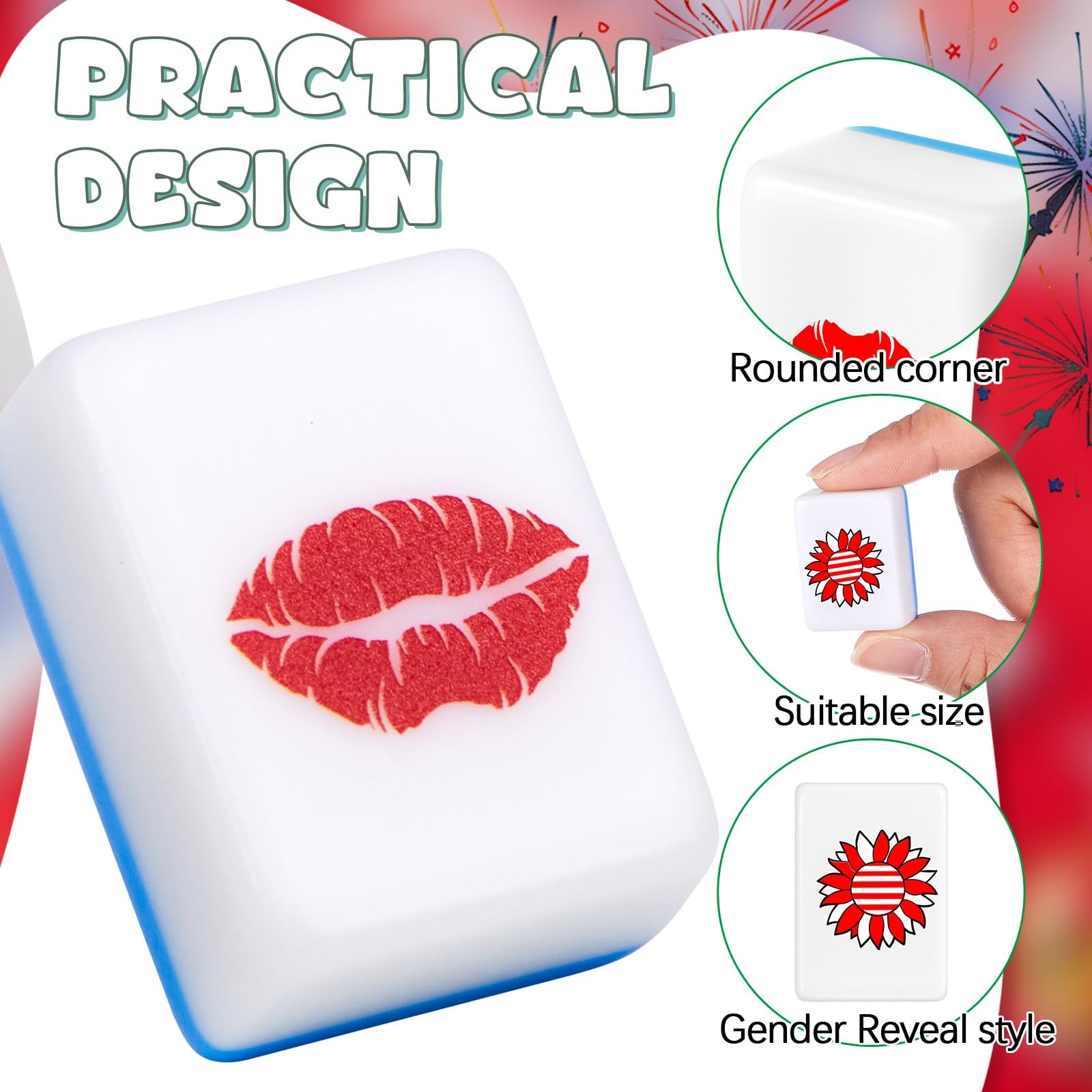 Hollowfly 2 Player Patriotic Mahjong Block Set Storage Bags 65 Tiles 30 Mm 4Th