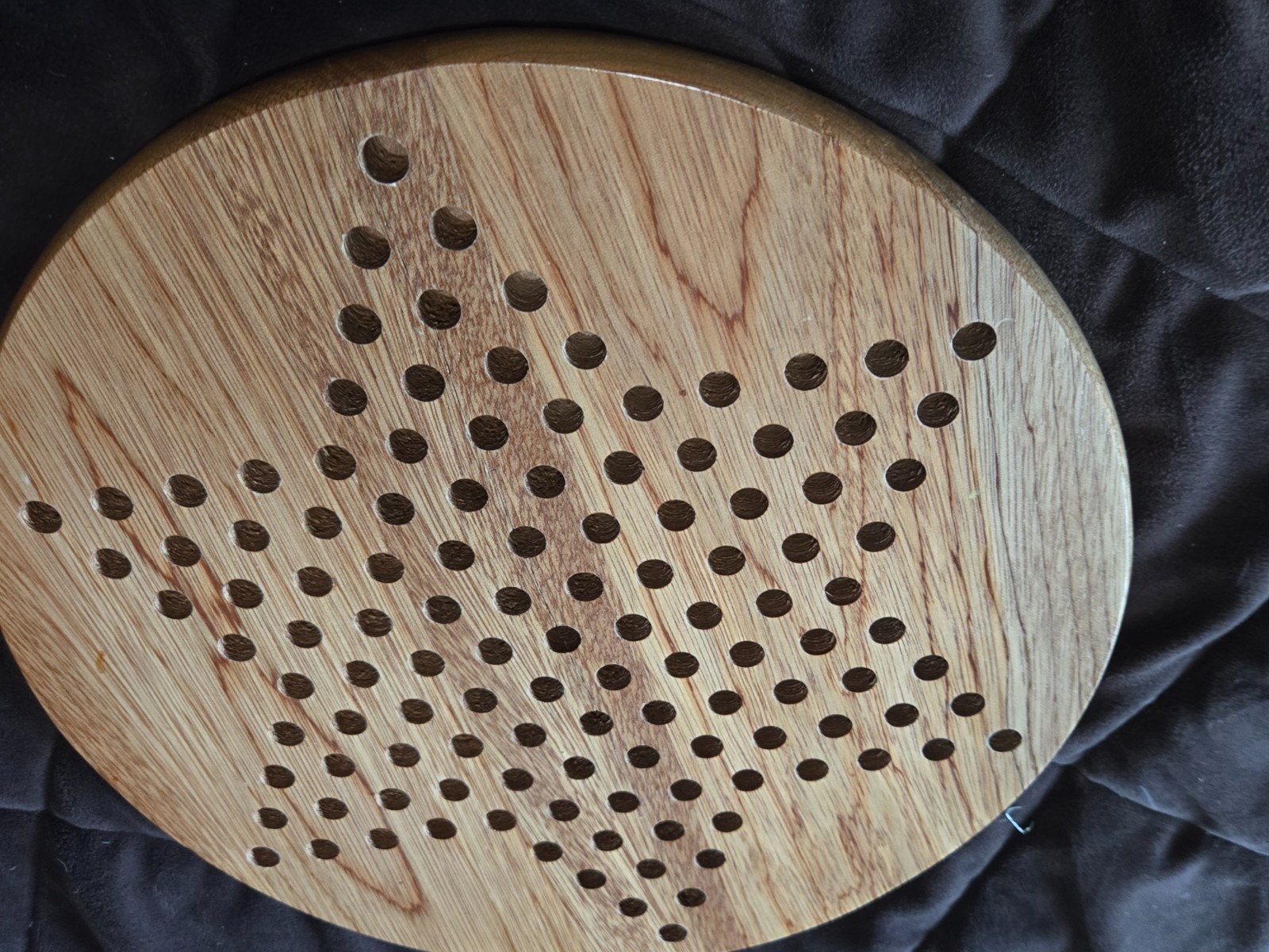 Vintage 1980’s Solid Wood Chinese Checkers 11″ Round Game Board