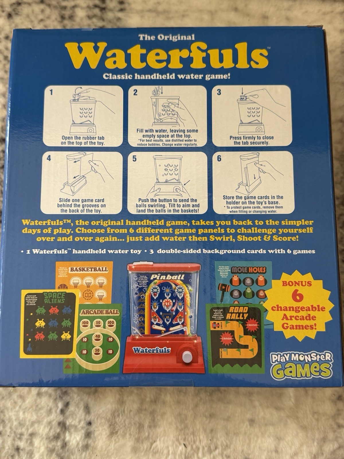 Original Waterfuls Classic Handheld Water Game – 6 Interchangeable Back Panels