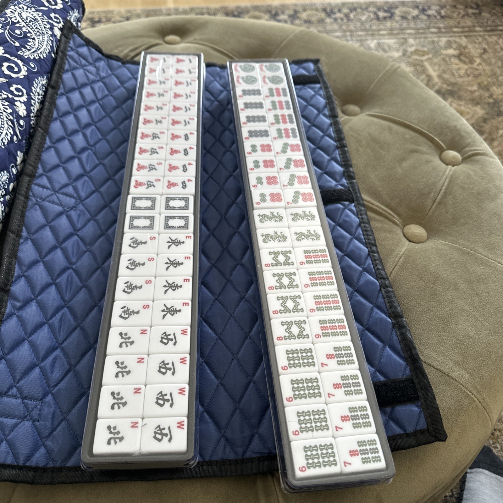 Maison Lude Deluxe Mahjong Starter Kit, Blooming Edition, 160 Tiles, Mat & Case