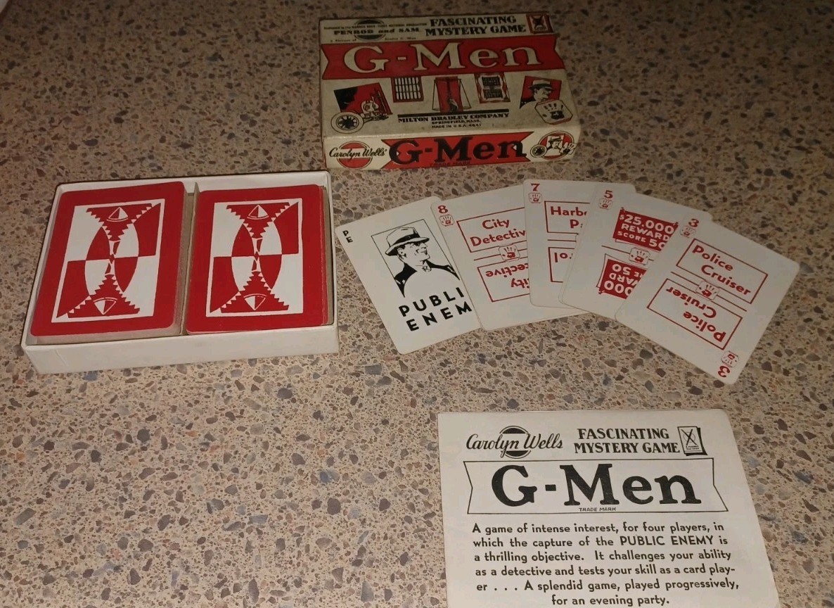 RARE Vintage Milton Bradley 1936 G-MEN Game COMPLETE W/ INSTRUCTIONS