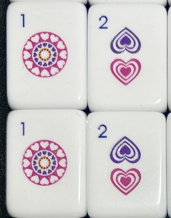 Complete American Mahjong Set Engraved Acrylic Heart Motifs 166 4-Layer Tiles
