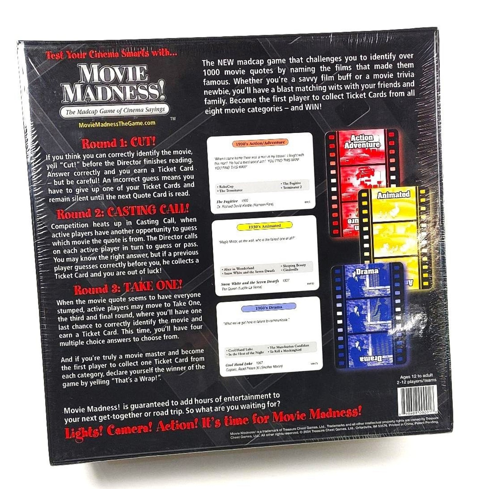Movie Trivia Game Movie Madness! Treasure Chest 2004 New Family Party Game