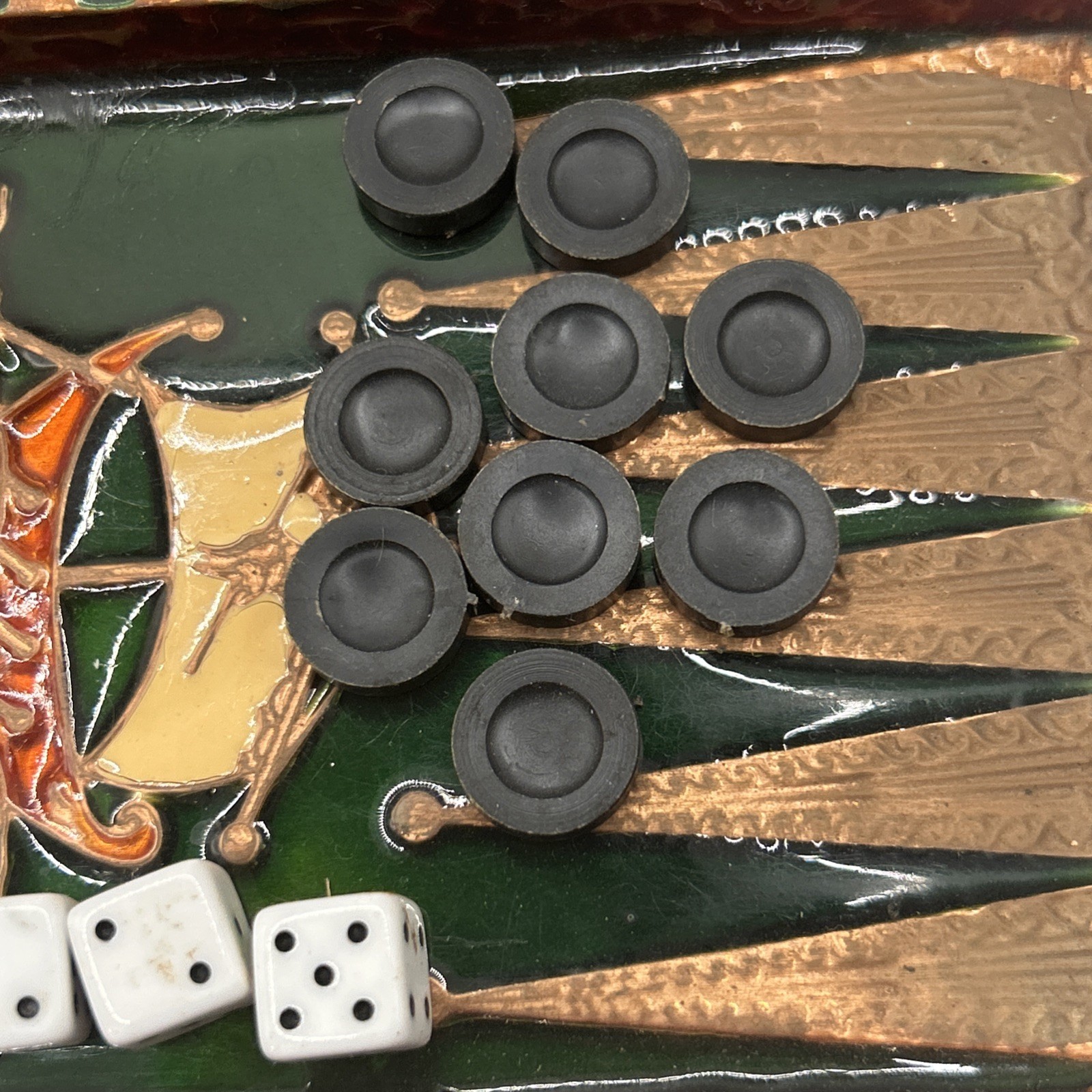 Vintage Ornate Backgammon Set in Decorative Box
