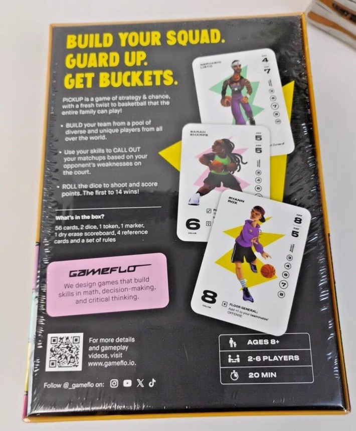 GAMEFLO PICKUP BASKETBALL CARD GAME. NEW/SEALED 2-6 PLAYERS AGES 8+ STRATEGY