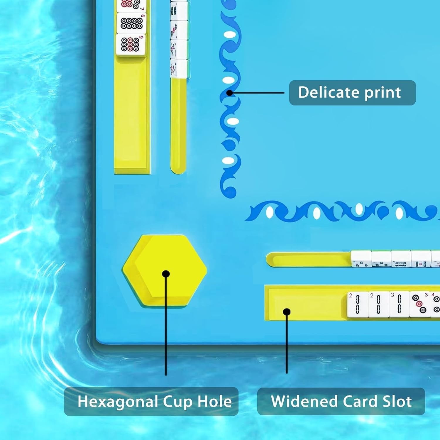 Floating Mahjong Table for Pool Water-Resistant Card and Game Tray