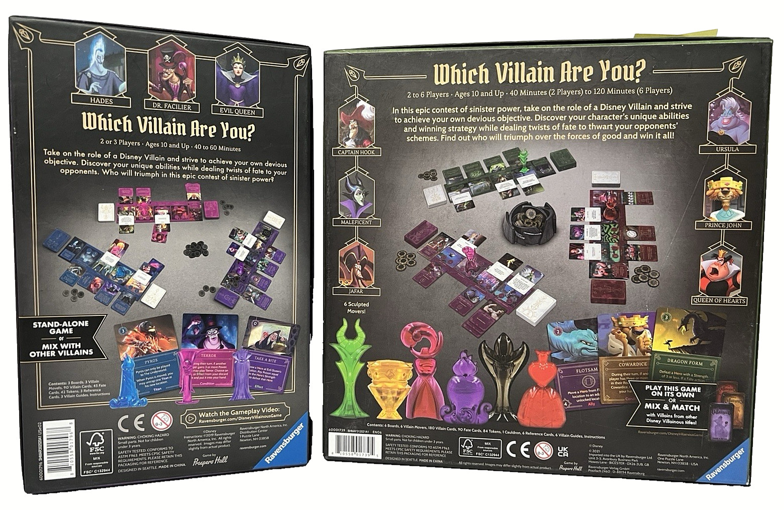 Disney Villainous The Worst Takes it All & Wicked to the Core LOT COMPLETE