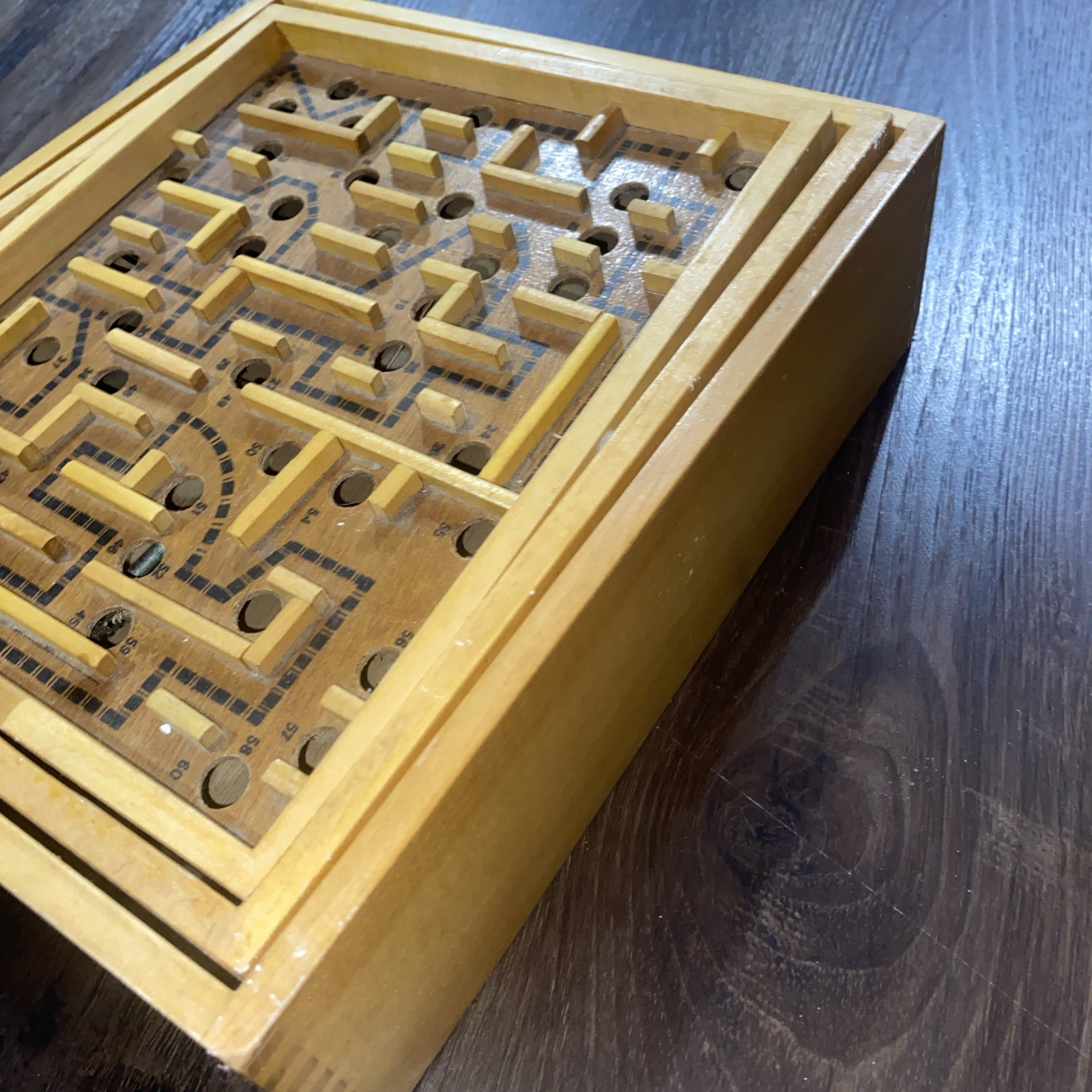 Labyrinth Wooden Maze Game with One Steel Marble, Puzzle Game 60 Holes