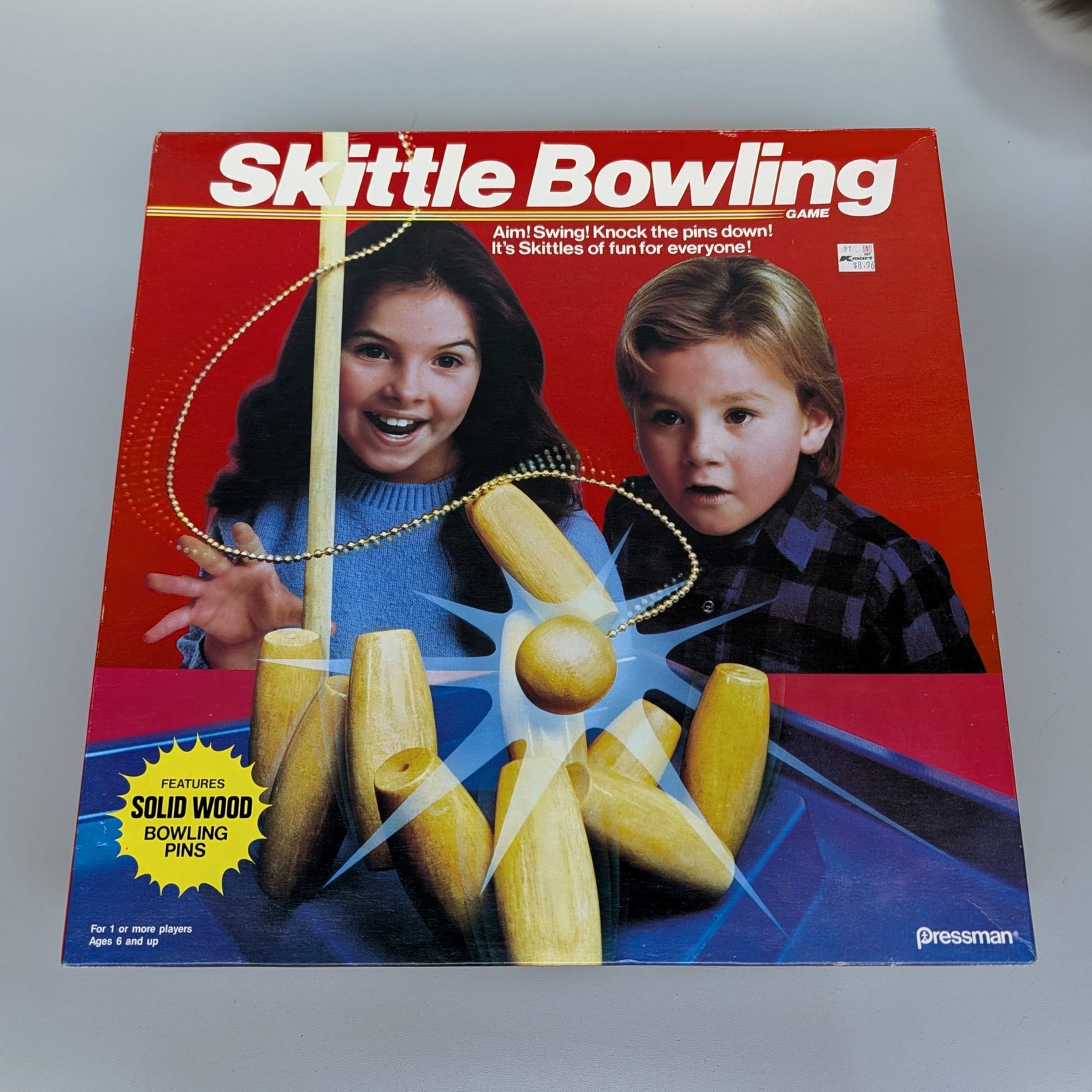 Pressman Skittle Bowling Game #44 Wooden Pins Vintage 1987 Complete Rules Score
