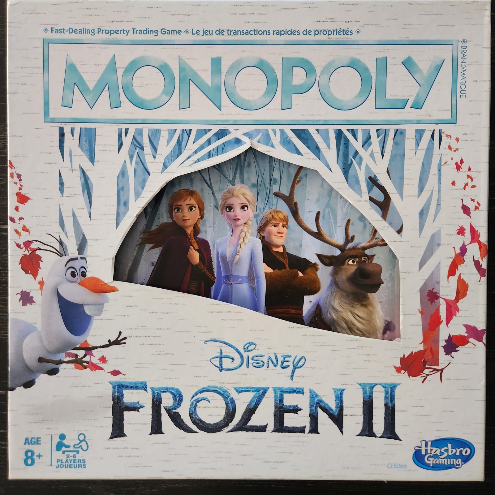 Monopoly Disney Frozen Board Game Bilingual Edition with Elsa Olaf Anna Kristoff