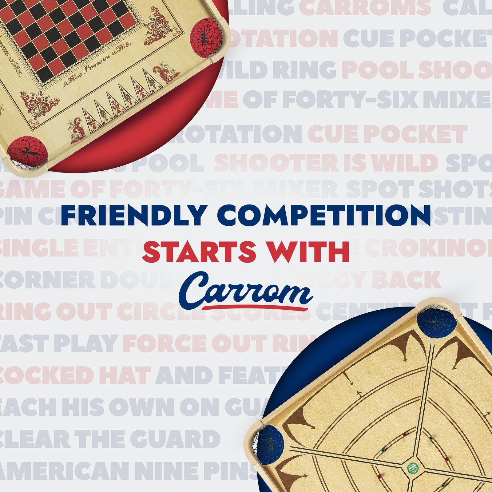 Carrom Board Game Set — Large Board Games for Adults & Children — Over 100 Board