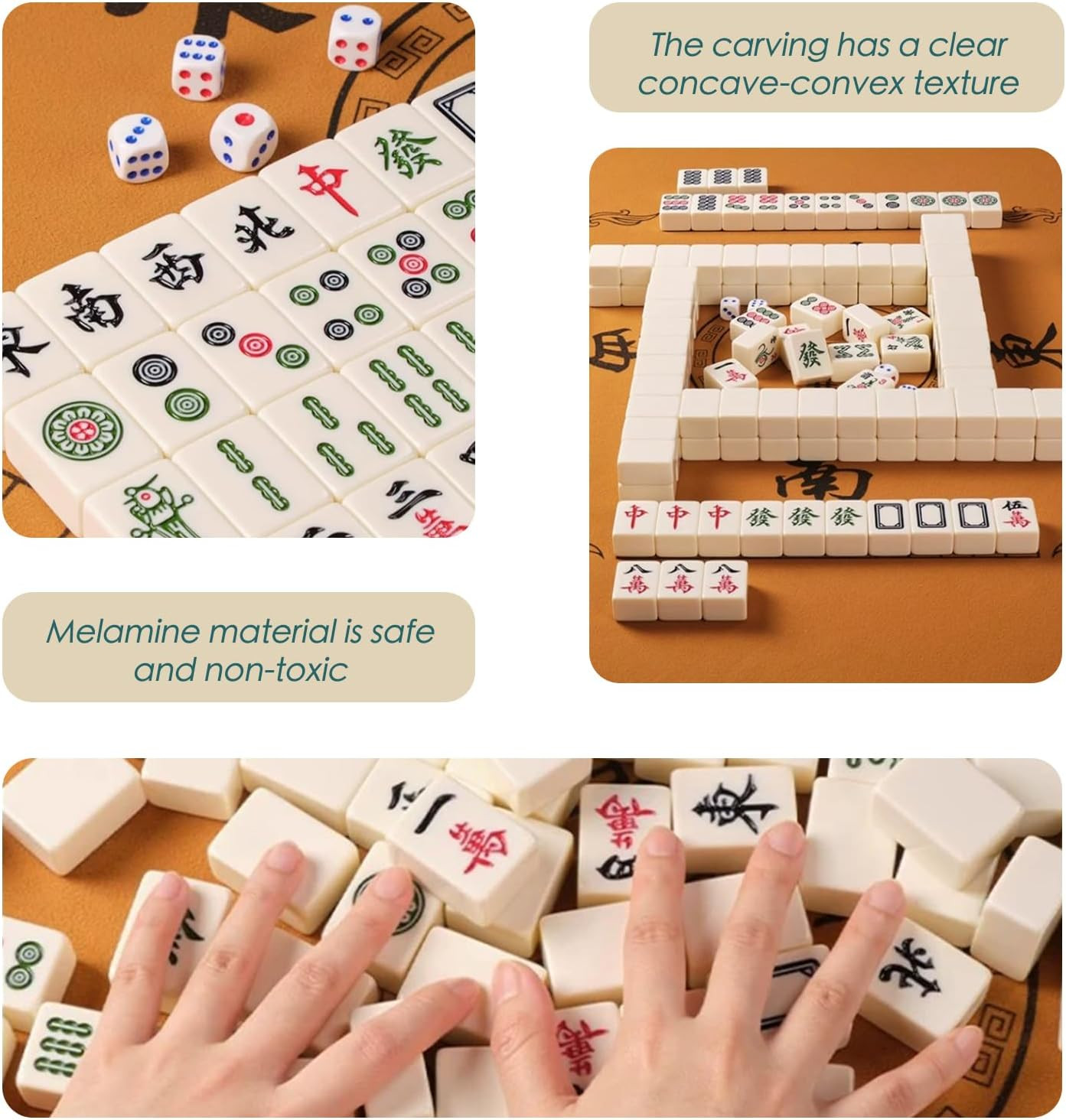Professional Traditional Chinese Mahjong Set 中式麻將 – 30Mm 146 Tiles Green & White