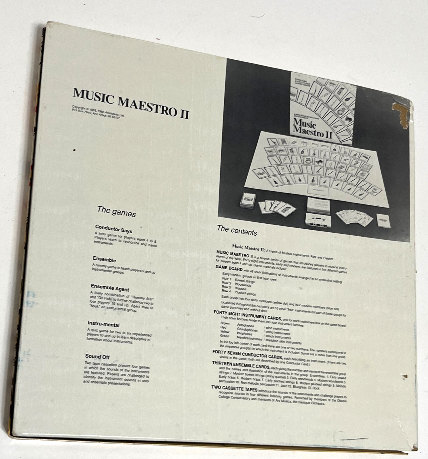MUSIC MAESTRO II Board Game of Musical Instruments 1988 Aristoplay Complete
