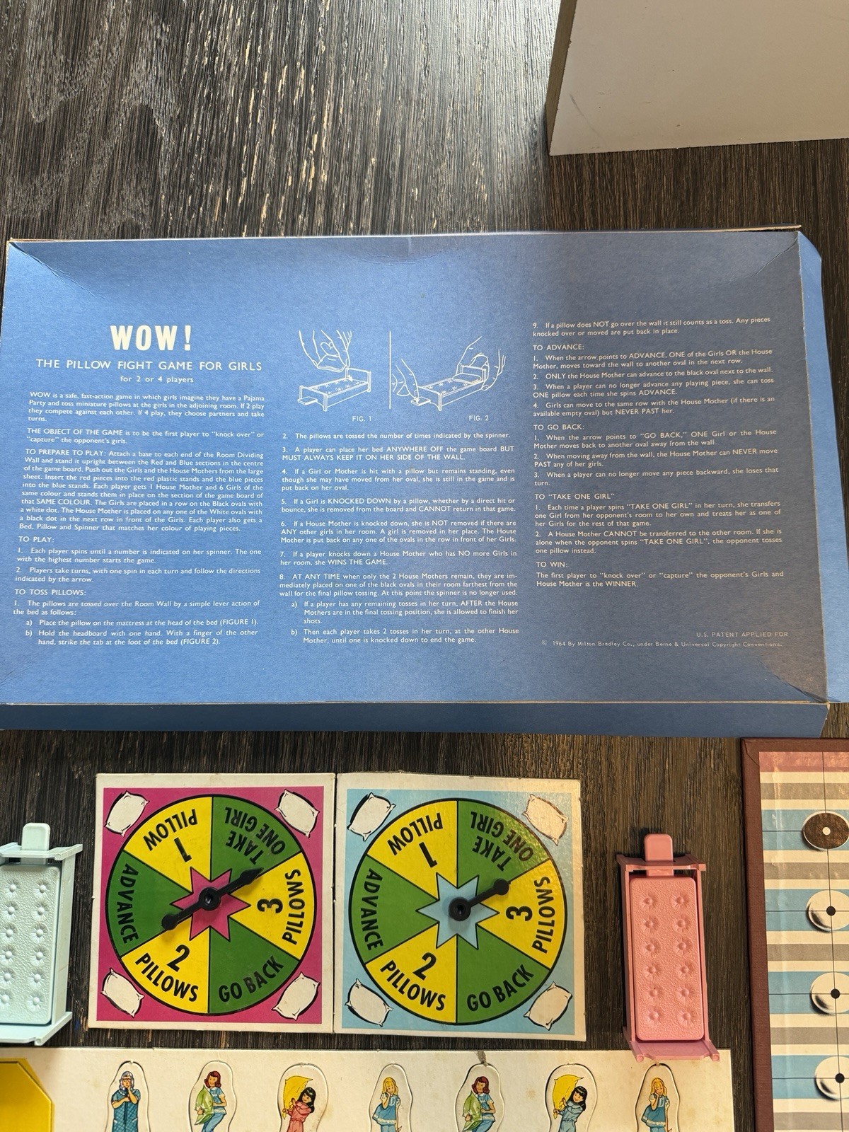 WOW Pillow Fight Game For Girls Board Game Milton Bradley Vintage 1964 COMPLETE!