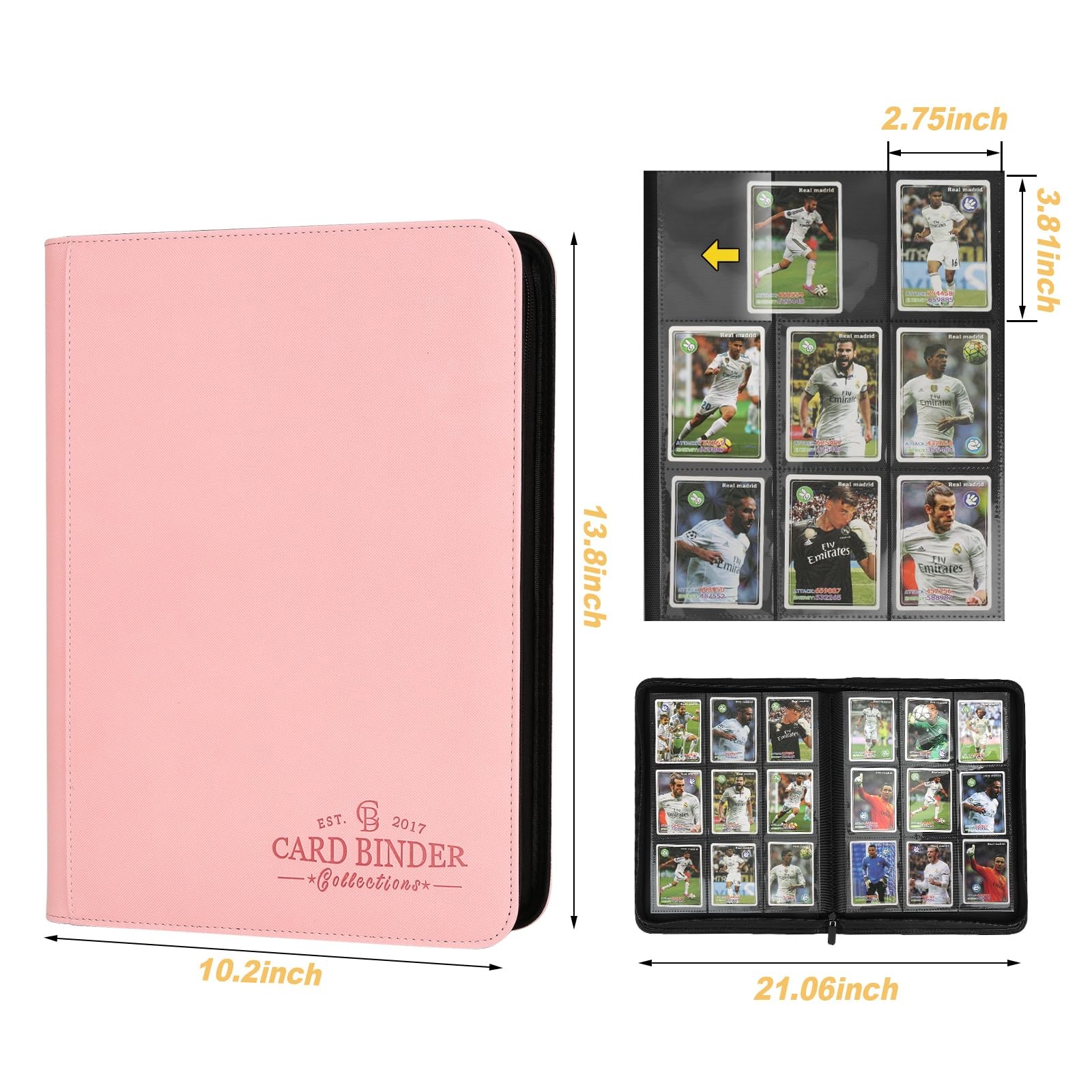 Foalgo Trading Card Binder, Collection 7.5 inches x 9.8 inches, pink1