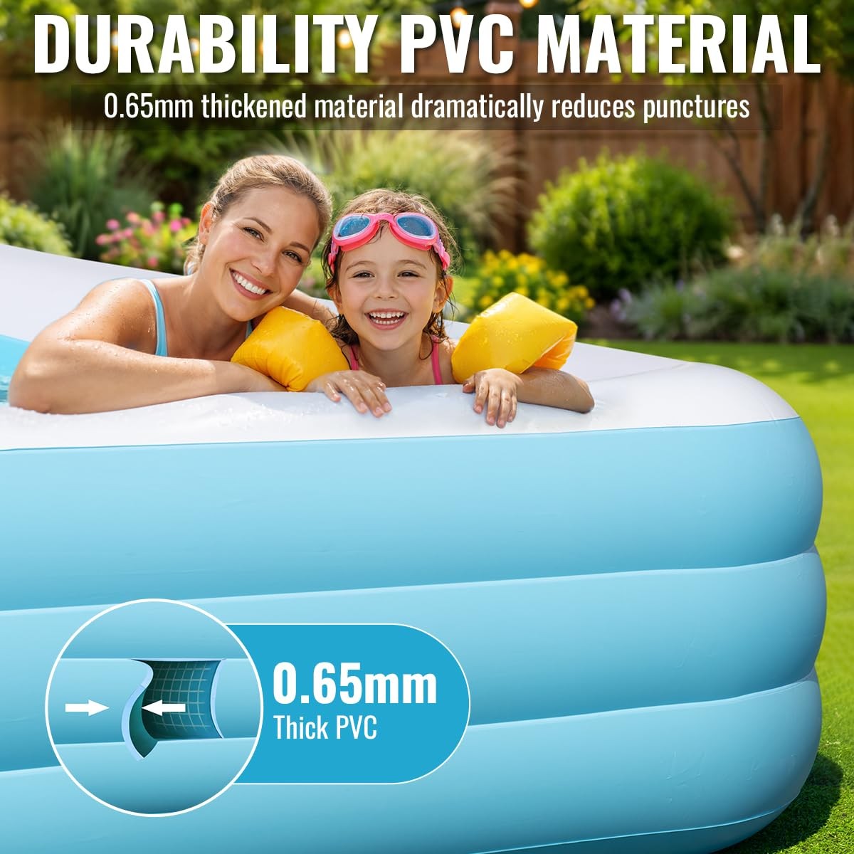 Inflatable Pool 180 x 76 22 Family Blow Up Swimming Air Pump Large Oversized