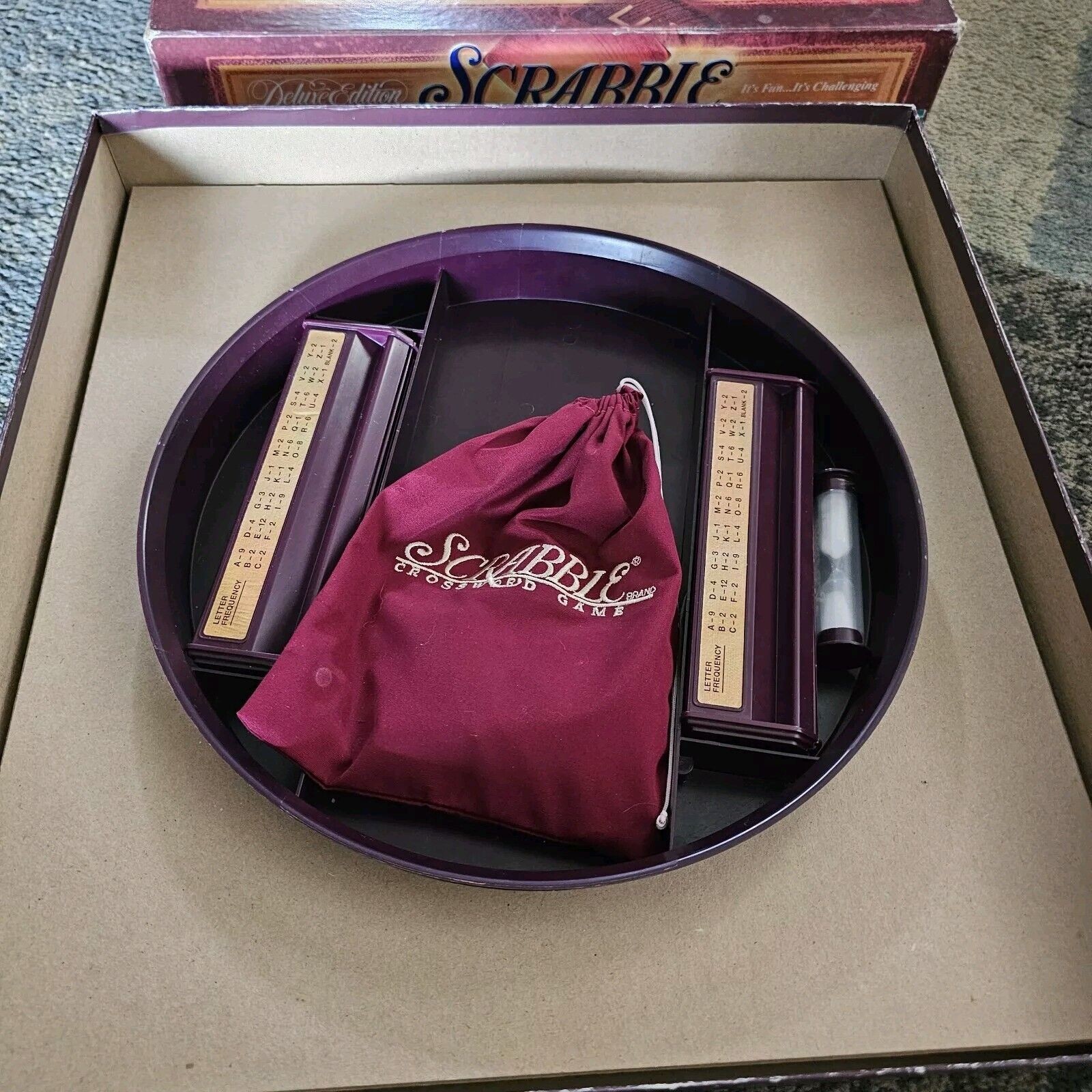 Scrabble Deluxe Collector’s Edition Turntable Crossword Rotating Milton Bradley