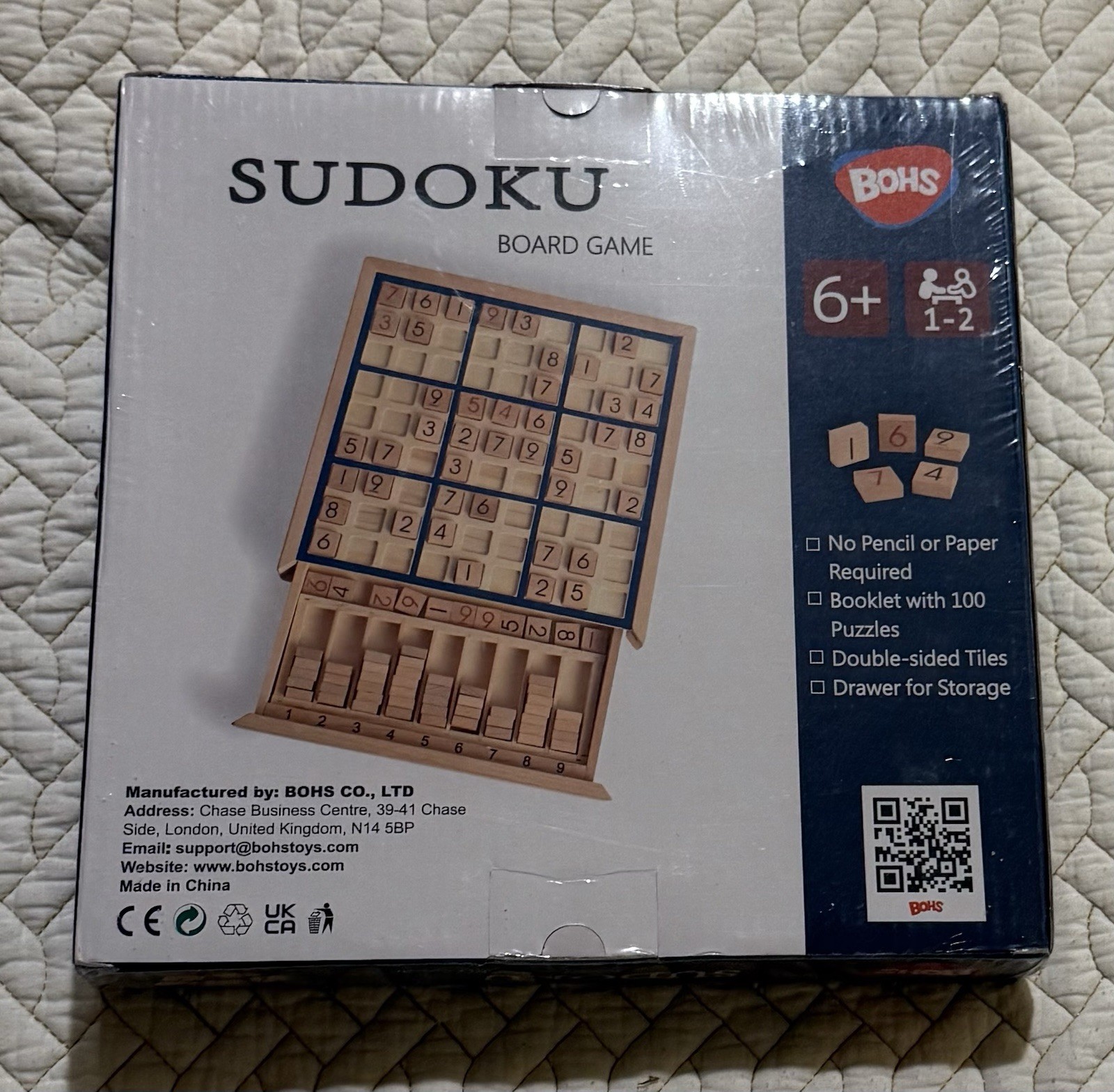 Wooden Sudoku Board Game with Drawer – 100 Puzzles Sudoku Book for Adults & Kids